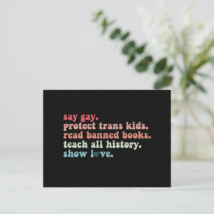 Carte Postale Dites Gay Protégez les enfants trans Lisez les liv