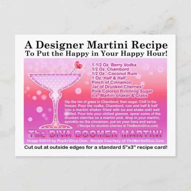 Carte postale Diva Boomer Pink Martini Recette (Devant)
