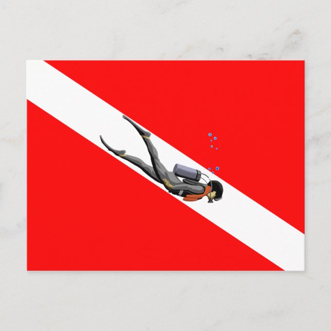 Carte Postale Diver Et Drapeau (Devant)