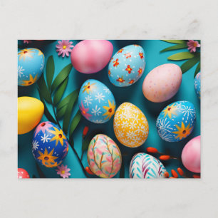 Carte Postale Divers œufs de Pâques décoratifs mignons et heureu