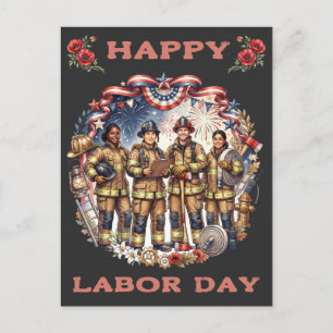 Carte Postale Divers pompiers héros patriotiques de la fête du T