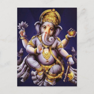 Carte Postale Divinité indoue d'éléphant asiatique de Ganesh