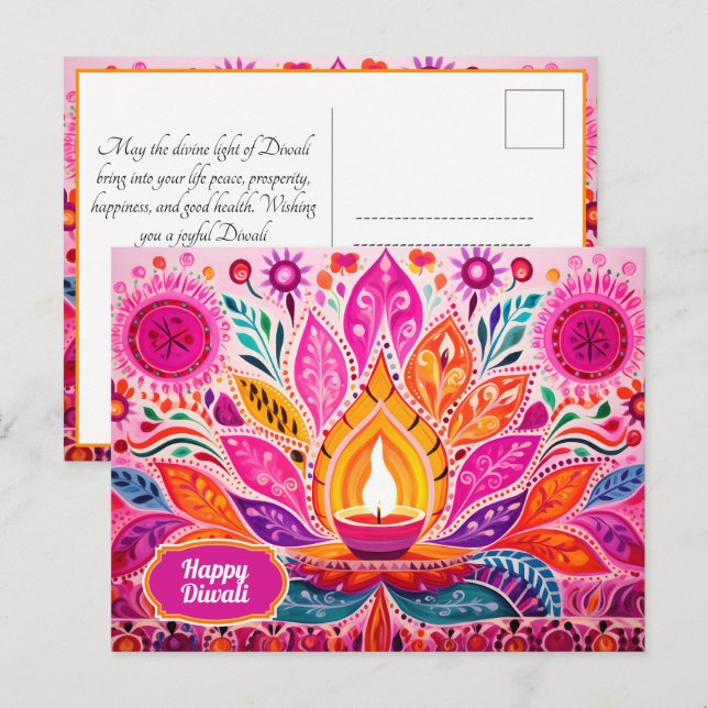 Carte Postale Diwali enchantant : Un festival de lumière (Devant / Derrière)
