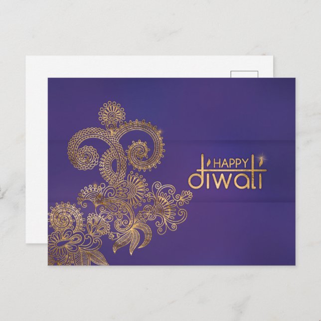 Carte postale Diwali Golden Ornament (Devant / Derrière)