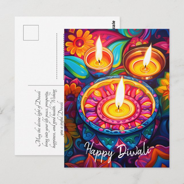 Carte Postale Diwali Radiance : Une fusion des traditions (Devant / Derrière)