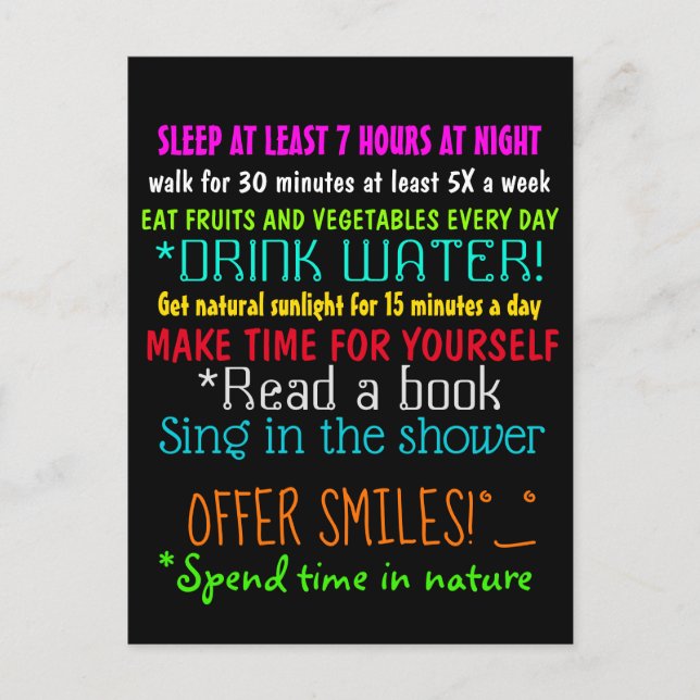 Carte Postale DIX COMMANDEMENTS DE CONSEIL Cool EN SANTÉ (Devant)