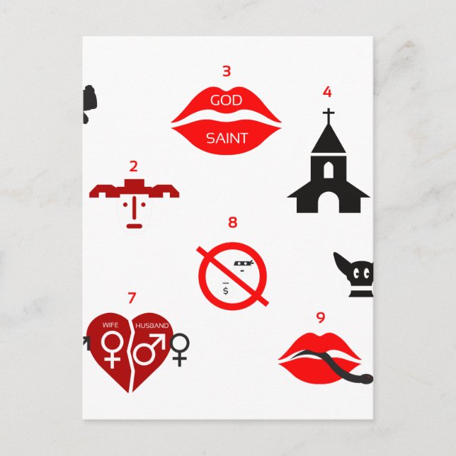 Carte Postale dix commandements modernes (Devant)