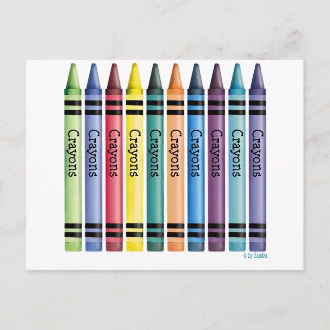 Carte Postale Dix Crayons (Devant)