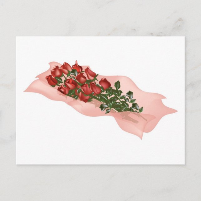Carte Postale Dizaines de roses rouges en papier (Devant)