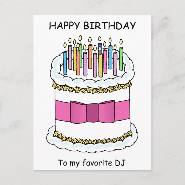Carte Postale DJ Joyeux gâteau de dessin animé d'anniversaire av (Devant)