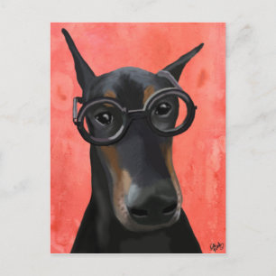 Carte Postale Doberman avec lunettes