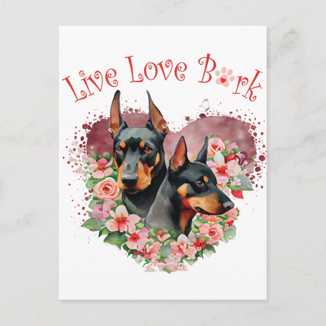 Carte Postale Doberman Chien Maman Floral (Devant)
