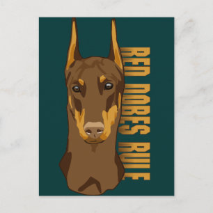 Carte Postale Doberman Head, Red Dobes Rule