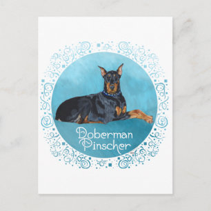 Carte Postale Doberman noir Pinscher