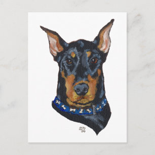 Carte Postale Doberman noir Pinscher