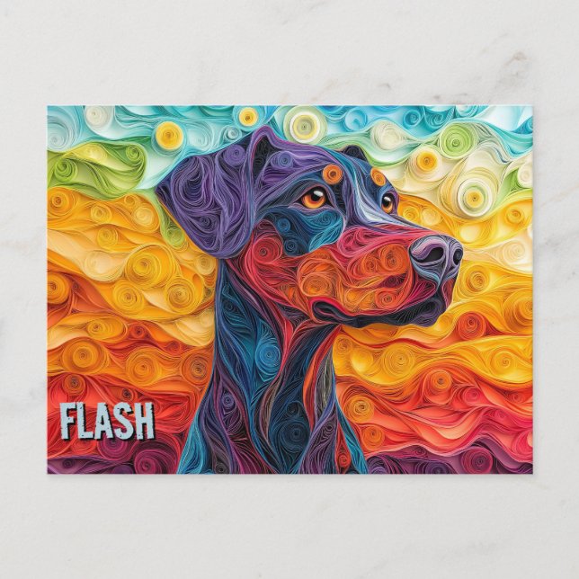 Carte Postale Doberman Papier Quitter Art Chien Portrait (Devant)