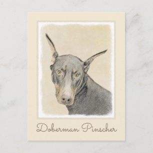 Carte Postale Doberman Pinscher Peinture - Art Chien original
