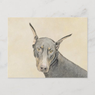 Carte Postale Doberman Pinscher Peinture - Art Chien original