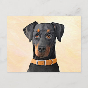 Carte Postale Doberman Pinscher Peinture non découpée Art origin