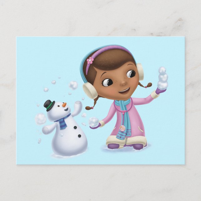 Carte Postale Doc McStuffins | Doc Et Chilily Jouer Dans La Neig (Devant)