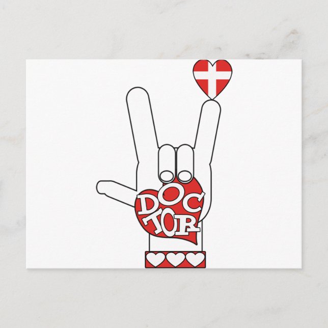 CARTE POSTALE DOCTEUR ASL SIGNE JE VOUS AIME - COEUR - CROIX MÉD (Devant)