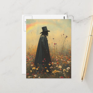 Carte Postale Docteur de la peste effrayant dans la prairie