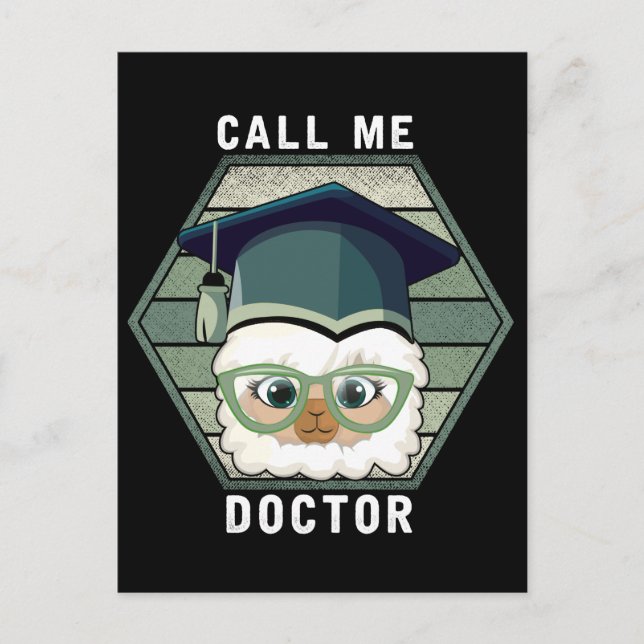 Carte Postale Docteur Diplôme PHD Funny Llama Alpaca (Devant)