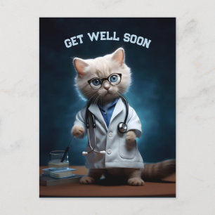Carte Postale Docteur Kitten Rétablissez-Vous Vite