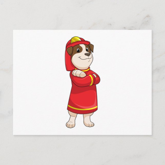 Carte Postale Dog as Firefighter with Helmet (Devant)
