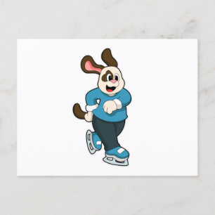 Carte Postale Dog at Ice skating with Ice skates