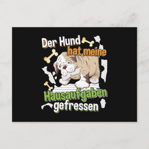 Carte Postale Dog Ate My Homework - Apprendre le devis allemand