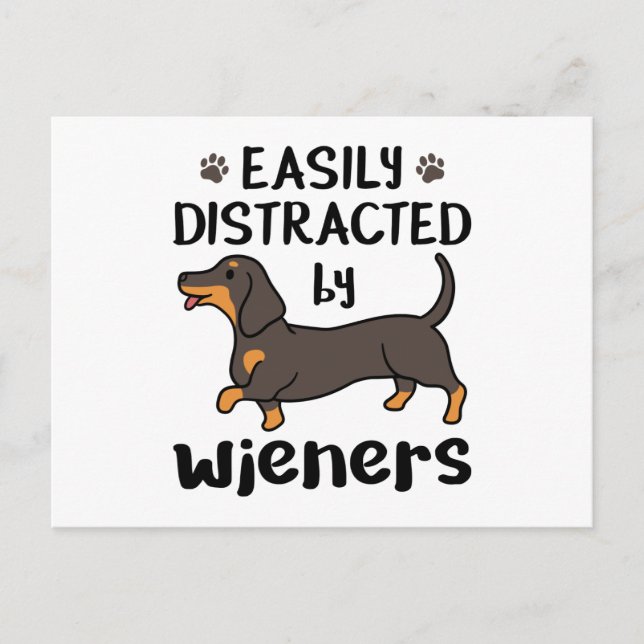 Carte Postale Dog Easily Distracted by Wieners (Devant)