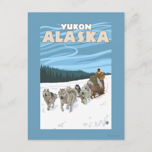 Carte Postale Dog Sledding Scene - Yukon, Alaska