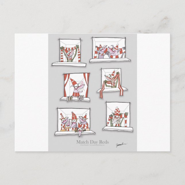 Carte Postale doggy match day rouges (Devant)