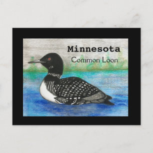Carte postale d'oiseaux d'État de Loon commun du M
