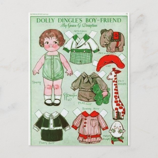 Carte postale Dolly Dingle's Boy Friend Paper Doll (Devant)