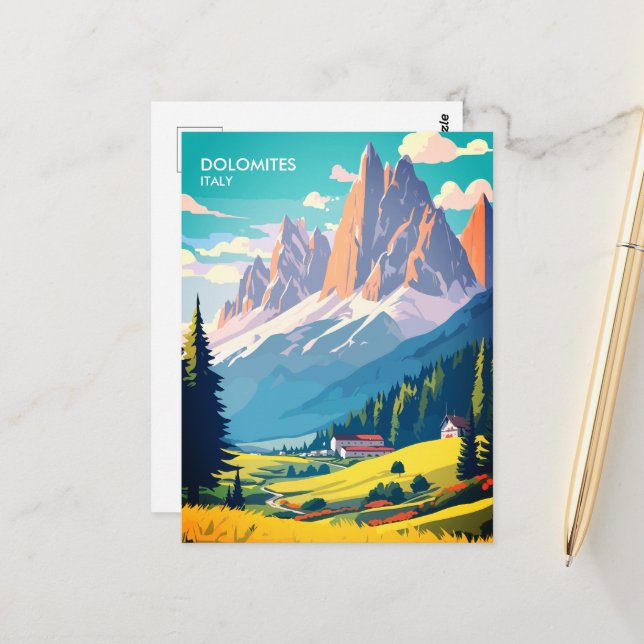 Carte postale Dolomites Italie Vintage voyage (Devant/Arrière en situation)
