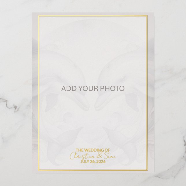 Carte postale Dolphin Faire-part de mariage Foil (Recto)