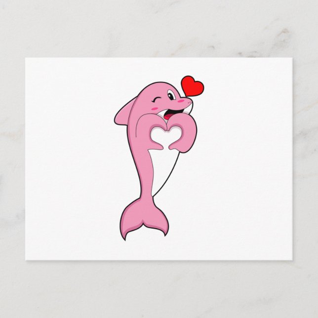 Carte Postale Dolphin Love Heart (Devant)
