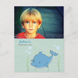 Carte Postale Dolphin Ocean Boys Anniversaire Invitation PostCar
