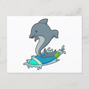 Carte Postale Dolpin comme Surfer avec Surfer