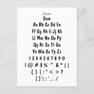 Carte Postale Dom - Feuille d'échantillonnage de police Zazzle