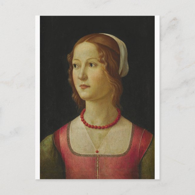 Carte Postale Domenico Ghirlandaio - Portrait d'une jeune femme (Devant)