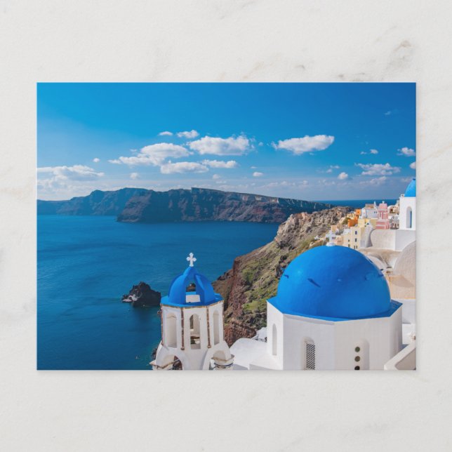 Carte Postale Domes bleus de Santorin (Devant)