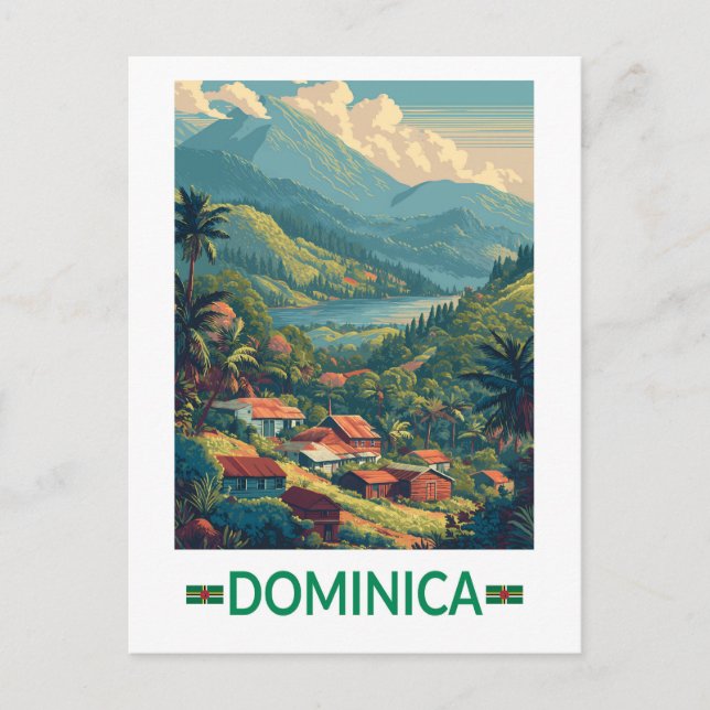 Carte Postale Dominica Travel Art Vintage (Devant)