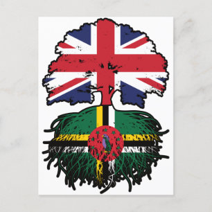 Carte Postale Dominique Dominicain Britannique Drapeau des racin