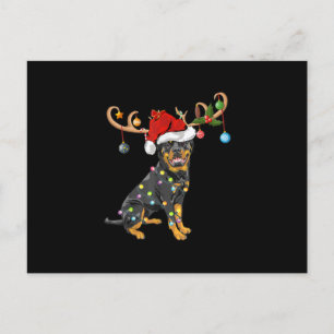Carte Postale Don Rottweiler Xmas Santas Reindeer Rottweiler