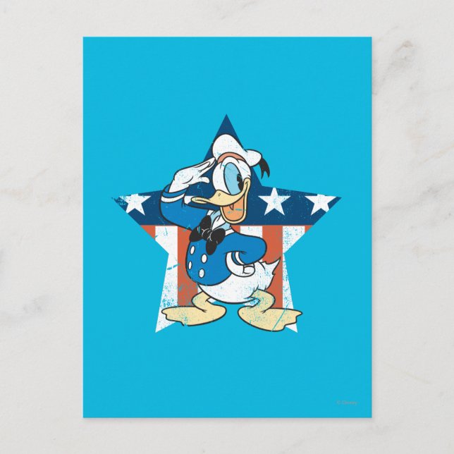 Carte Postale Donald Duck | Salut avec l'étoile patriotique (Devant)
