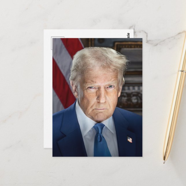 Carte Postale Donald Trump 2025 Portrait du président américain (Devant/Arrière en situation)