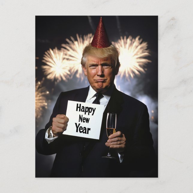 Carte Postale Donald Trump célèbre le style du Nouvel An (Devant)